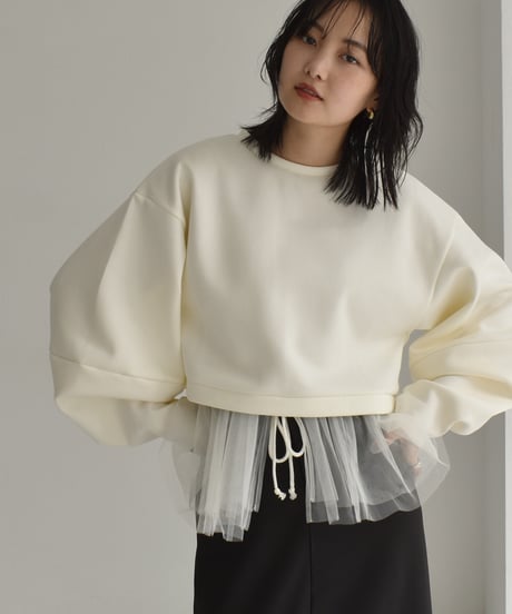 Tulle Hem Sweat Pullover t1911-255