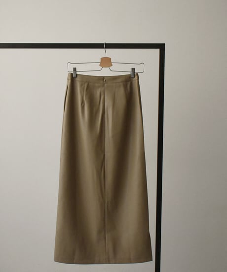 Front Slit Fake Leather Skirt