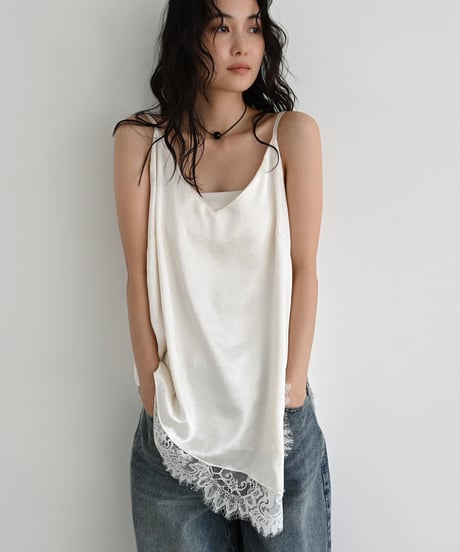 【Pre Order】Ecruのみ 7月下旬入荷分 予約販売  Satin Lace Camisole Tops t1911-506