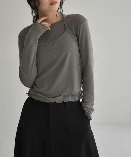Sheer Layered Long Sleeve t1911-447