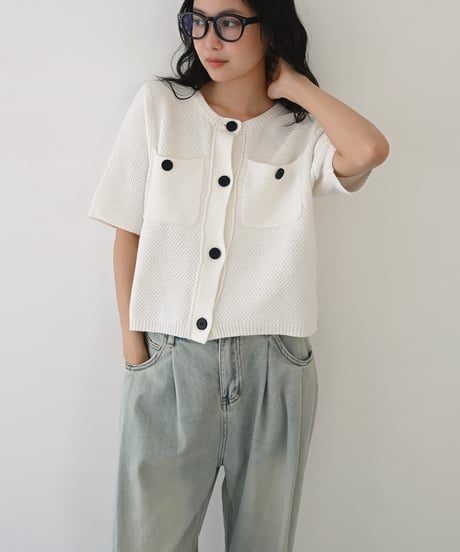 Halfsleeve Pocket Knit Cardigan t1911-531