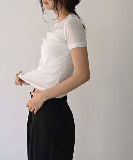 Tuck Drape Sheer Tops t1911-545