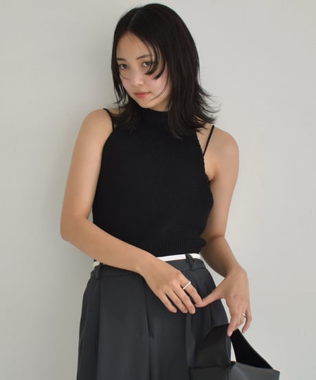 Halterneck Ribbon Knit Tops t1911-283