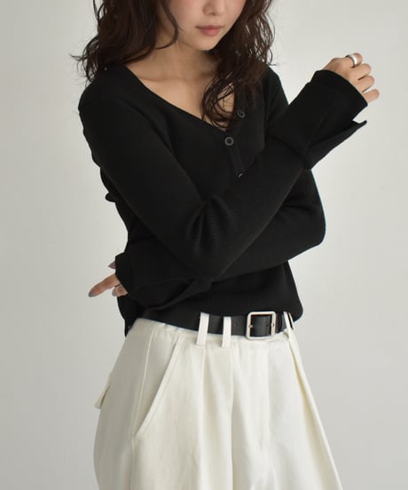 Design Sleeve Rib Knit Tops t1911-354