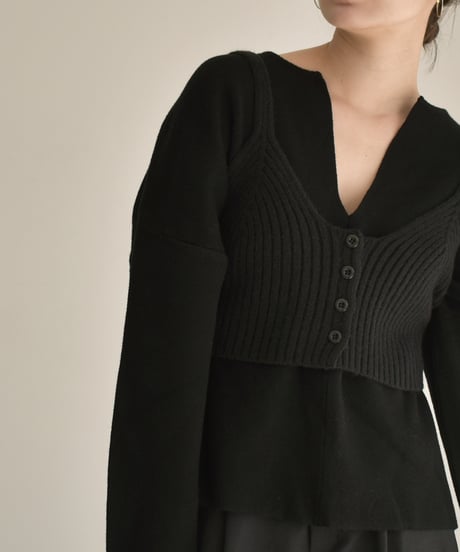 Button Design Knit Bustier t1911-230