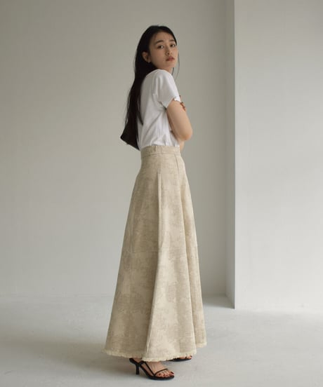 Cottonlinen Jacquard Flare Skirt【セットアップ着用可能】 bo2000-91