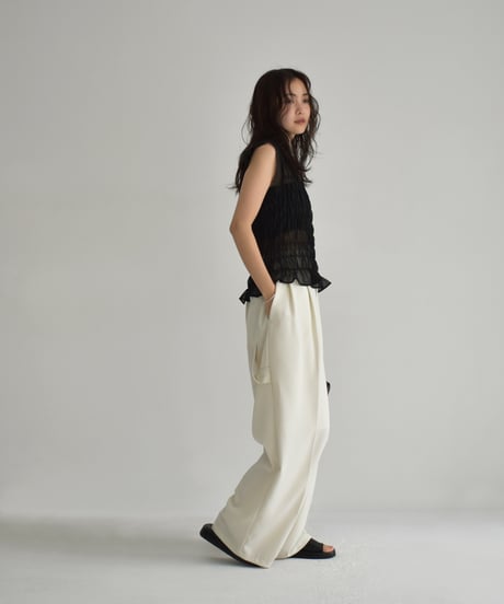 Sheer Shirring Nosleeve Tops t1911-377