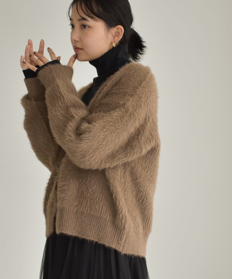 メルヴィンス SHAGGY CARDIGAN ブラウン サイズL S3075 MLVINCE(メルヴィンス)24AW/秋冬 刺し子デニム&シャギーカーディガンが