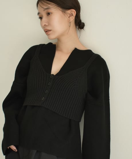 Button Design Knit Bustier t1911-230