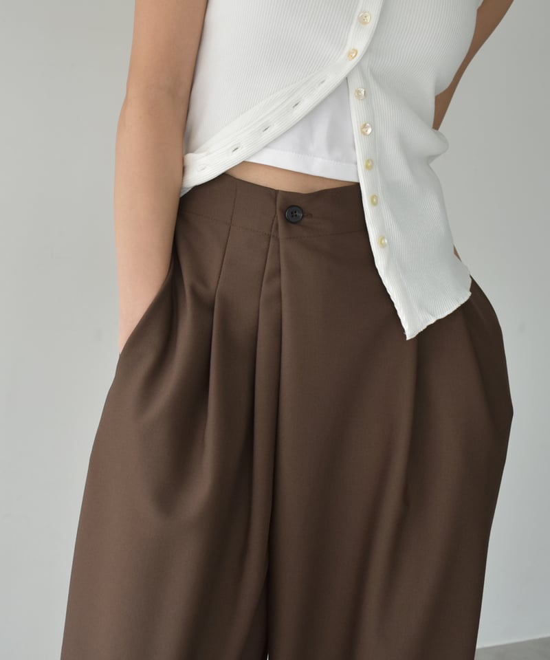 パンツ Double Waist Asymmetry Tuck Pants Asymmetry Semiwide Tuck Pants bo2000-136 | cizatto