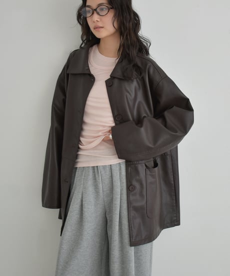 Fake Leather Over Jacket t1911-498