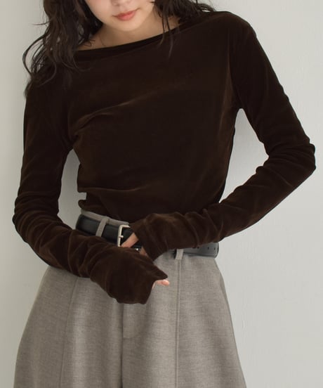 Sheer Velor Long Sleeve Tops t1911-472