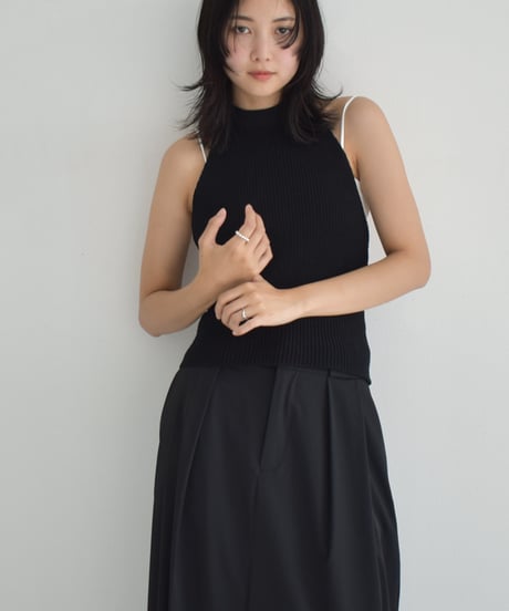 Halterneck Ribbon Knit Tops t1911-283