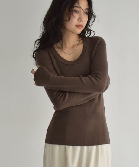 UNeck Rib Knit Tops t1911-437