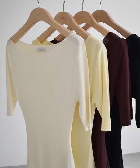 Half sleeve Rib Knit Tops t1911-535