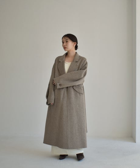Cocoon Sleeve Wool Long Coat（Mocha）c1911-34
