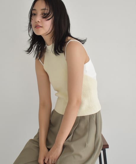 Halterneck Ribbon Knit Tops t1911-283