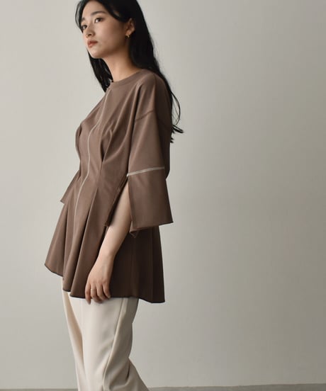 Arm Slit Waistshape Tops t1911-113