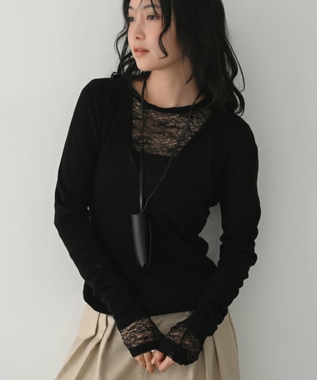 Vneck Hood Knit Tops t1911-503