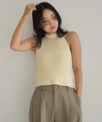 Halterneck Ribbon Knit Tops t1911-283