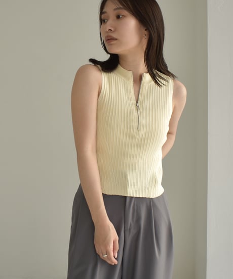 Half Zip Nosleeve Knit Tops t1911-289