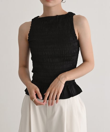 Shirring Nosleeve Tops t1911-557