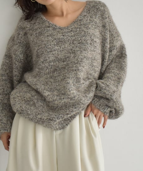 Melange Vneck Loose Knit t1911-485