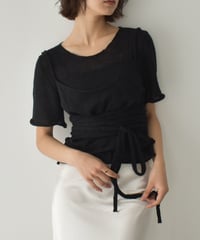 Layered Halfsleeve Sheer Knit t1911-435