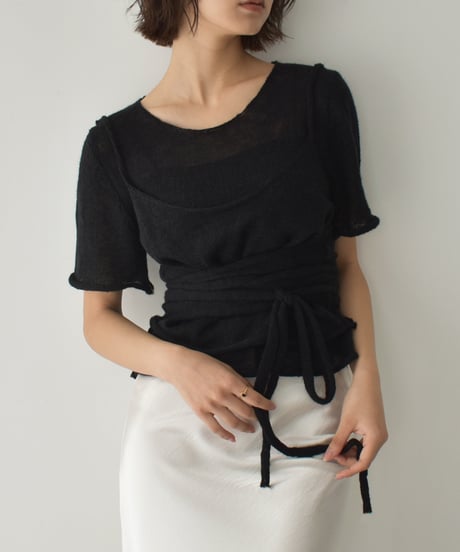 Layered Halfsleeve Sheer Knit t1911-435