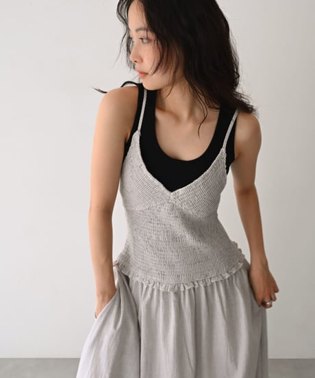 Check Flare Cami Onepiece（Greige）op-0202009564