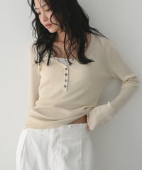 Henry Uneck Rib Knit Tops t1911-504
