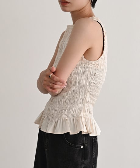 Shirring Nosleeve Tops t1911-557