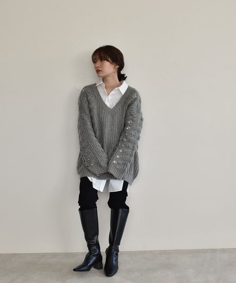 Openwork Vneck Knit t1911-94