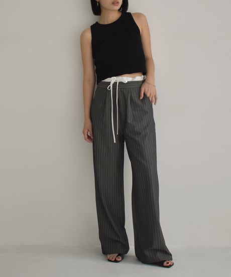 Double Waist Stripe Tuck Pants bo2000-116
