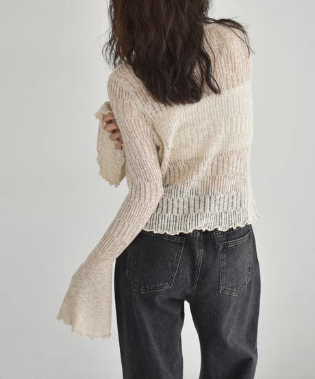 Bell Sleeve Sheer Knit Cardigan t1911-461