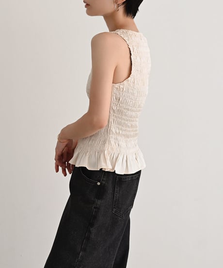 Shirring Nosleeve Tops t1911-557