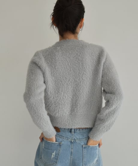 Shaggy Short Knit Cardigan t1911-311