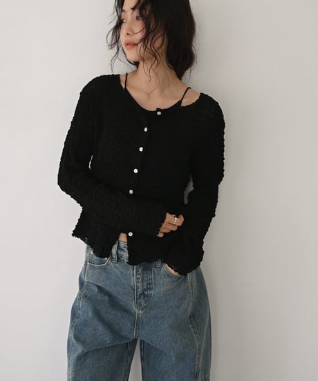 Long Sleeve Shirring Cardigan t1911-560