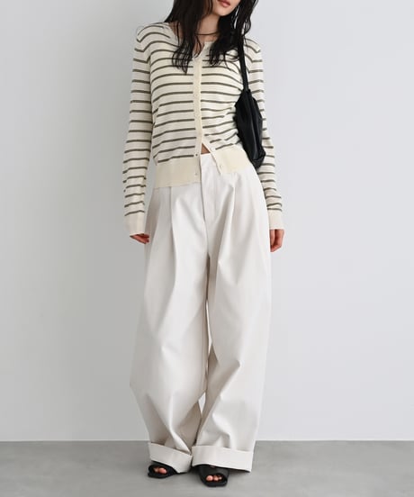 Key Neck Border Knit Cardigan t1911-515