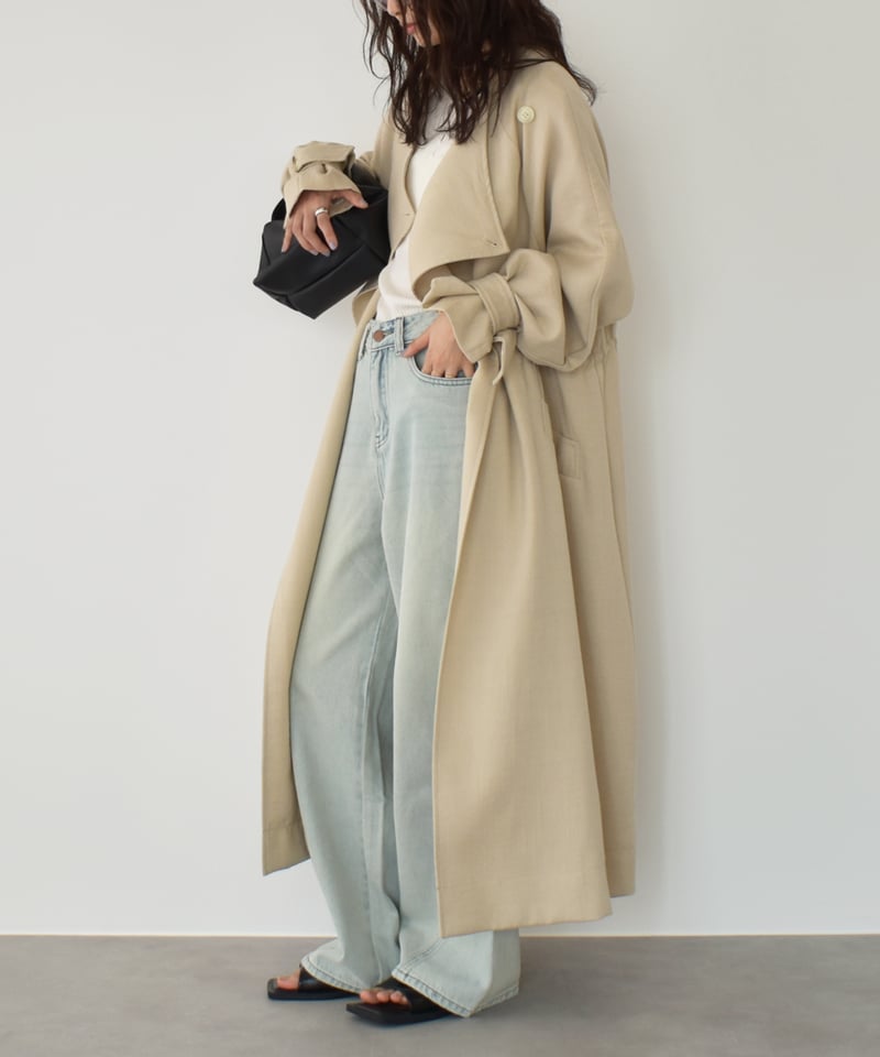 Drawstring Spring Long Coat c1911-46 | cizatto Drawstring Spring Long Coat c1911-46 | cizatto