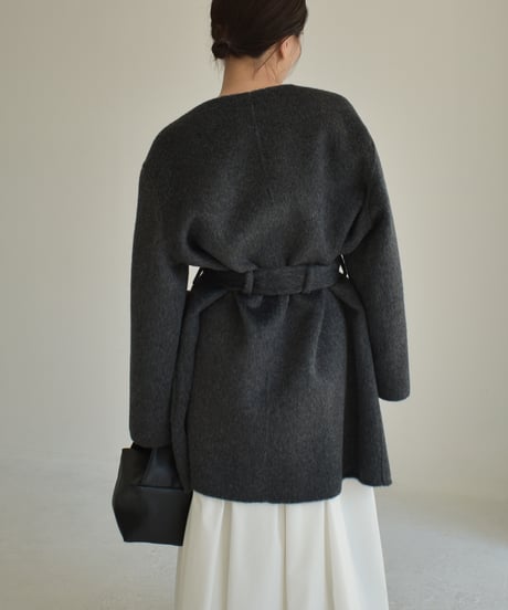 Wool Nocollar Midi Coat ⅽ1911-35