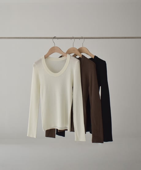 UNeck Rib Knit Tops t1911-437