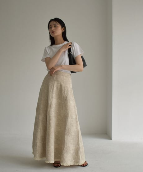 Cottonlinen Jacquard Flare Skirt【セットアップ着用可能】 bo2000-91