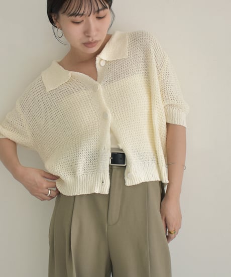 Mesh Knit Polo Cardigan t1911-304