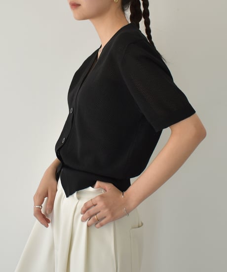 Half Sleeve Mesh Knit Cardigan t1911-387
