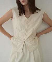 Shirring Waist Front Button Vest np-t1911-429