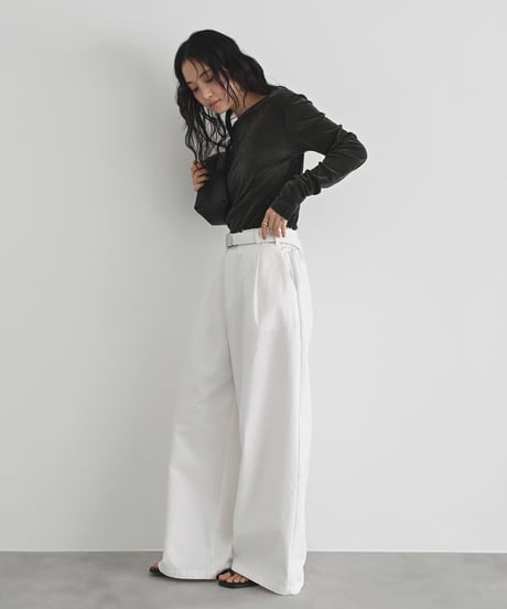 Cotton Tuck Wide Pants bo2000-188