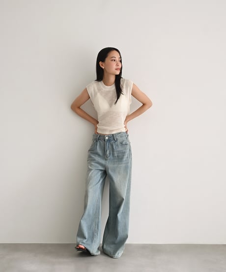 Back Ribbon Mesh Tops t1911-548