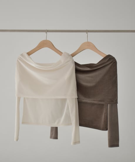 Sheer Velor Offshoulder Tops t1911-312