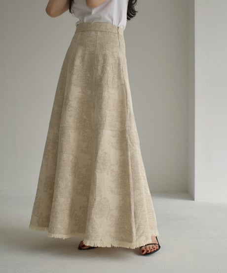 Cottonlinen Jacquard Flare Skirt【セットアップ着用可能】 bo2000-91